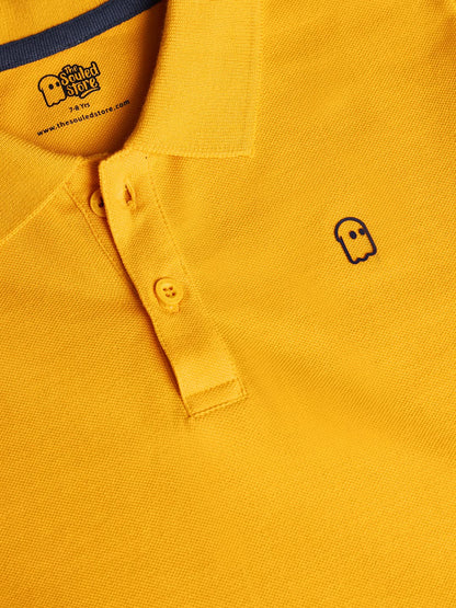 The Souled Store Solids: Mustard Kids and Boys Regular fit Half Sleeve Cotton Yellow Color Boys Polo T-Shirts
