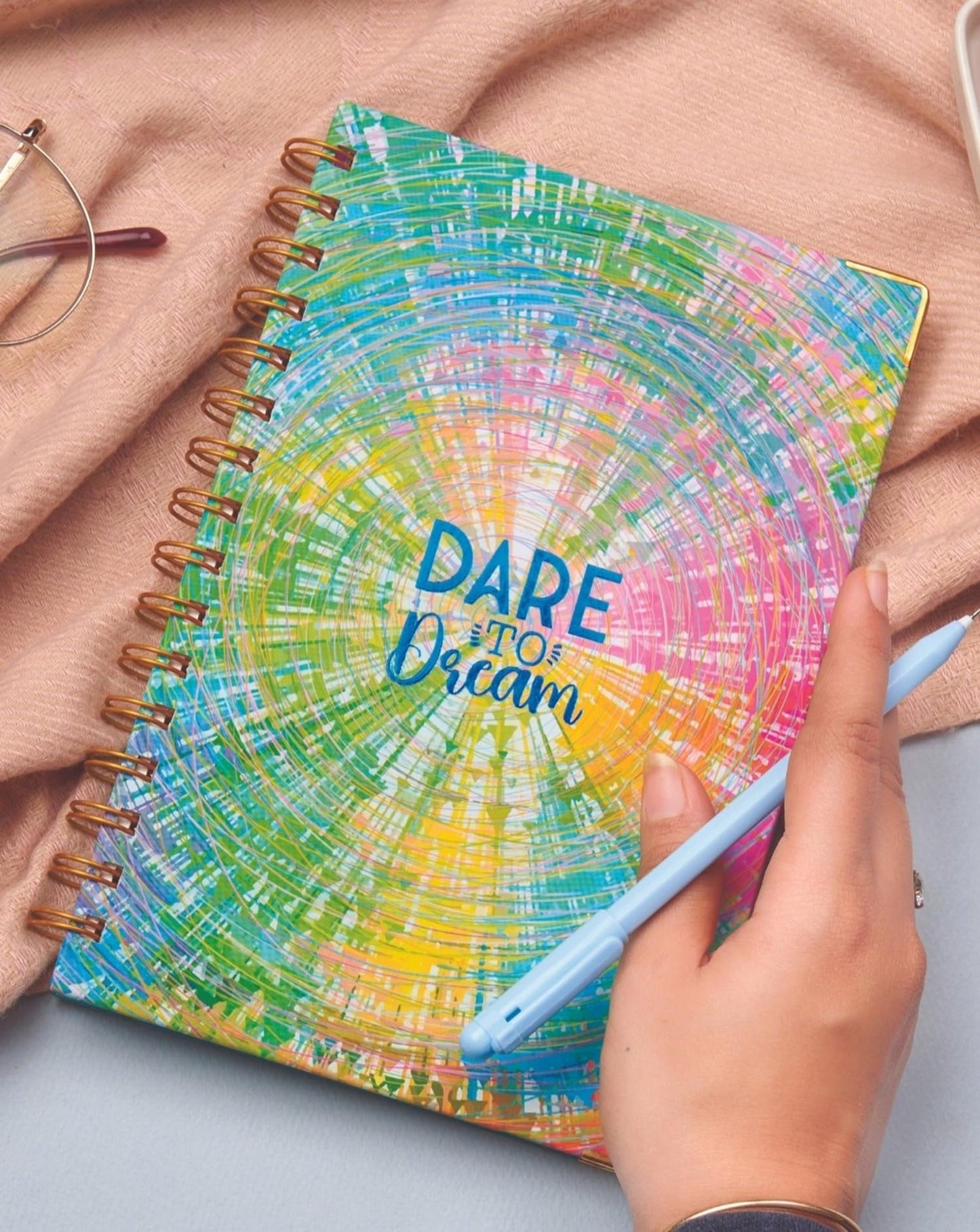 Doodle Undated Daily Planner | A5 Hard Cover | Wiro Bound | 192 Ruled Pages | 80 GSM | Lay Flat Design | Metal Corners | Plan yo