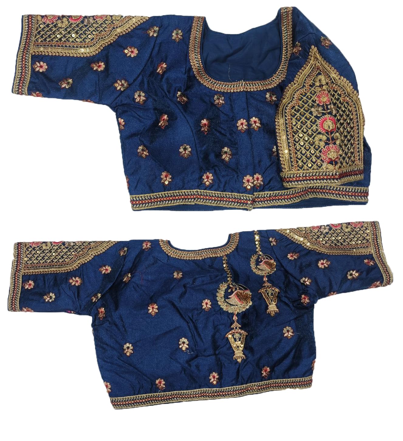 Pujia Mills WomenS Indian Ethnic Designer Codding With Zari Embroidery Copper Sequence Work Round Neck Half Sleeve Readymade Wo