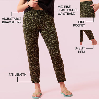 Enamor E048 Tapered Lounge Pants with Drawstring Details with Metal Ends