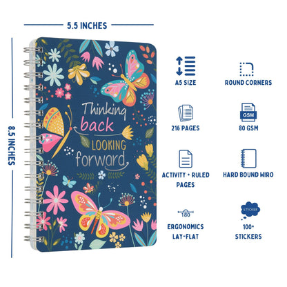 Doodle | The Happiness 2024 Wiro Bound Planner with 100+ Stickers | A5 | Hard Bound | Undated | Yearly, Monthly, Daily Planner D