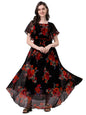 Trillmixa WomenS Georgette Floral Maxi-Length Dress(T_Flower) Black