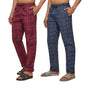 XYXX Mens Super Combed Cotton Checkered Checkmate Pyjamas [Pack of 2] Elasticated Waist, Drawstring | Loungewear for Men in Blu