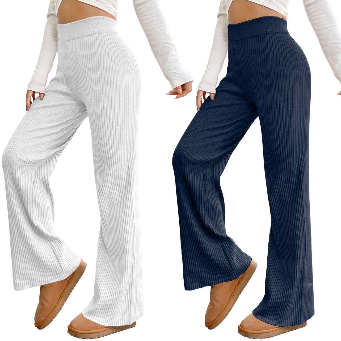 Tee Projekt Regular Fit Trousers for Women | Casual Trousers for Women White-Navy Blue