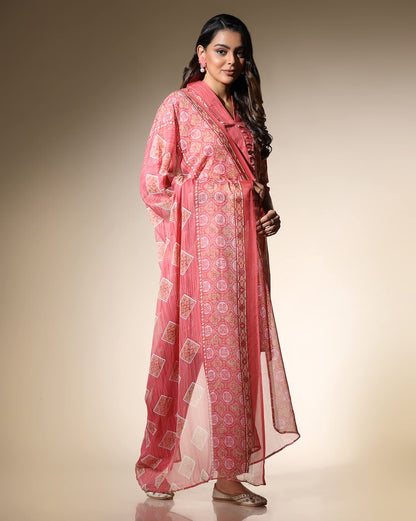 Leriya Fashion Kurta Pant Dupatta Set || Cotton Blend Block Printed Kurtis Pant With Dupatta For Women || Perfect For Office ||