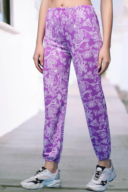 POPWINGS Casual Solid Joggers for Women || Loose Fit Joggers for Summer Wear Lavender