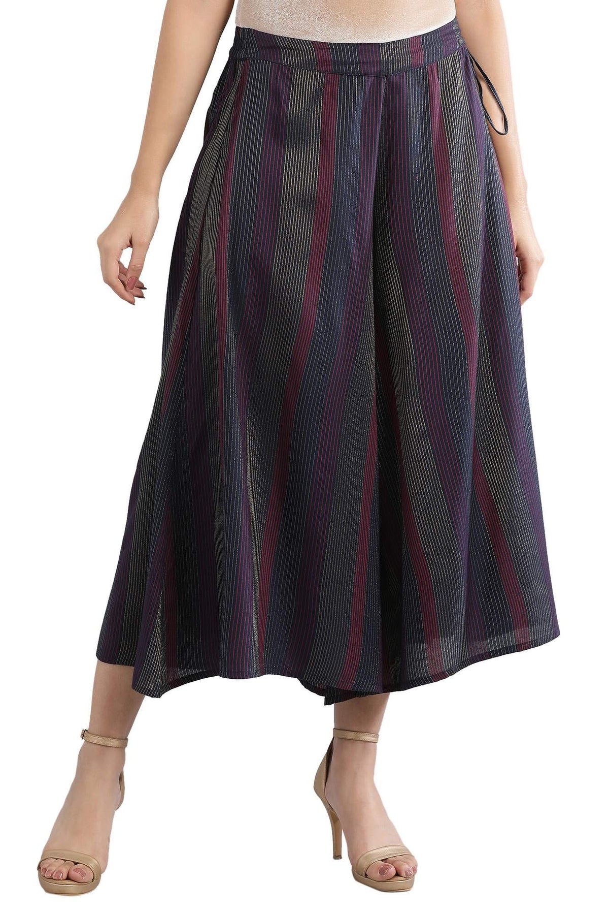Aurelia Women Loose Fit Rayon Culottes (21FEA60053-701298-Navy-M_Navy Blue_M)