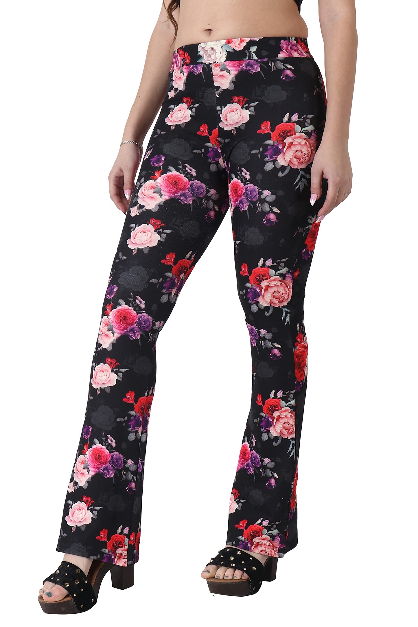 POPWINGS Casual Multicolor Floral Print karara Trouser for Women