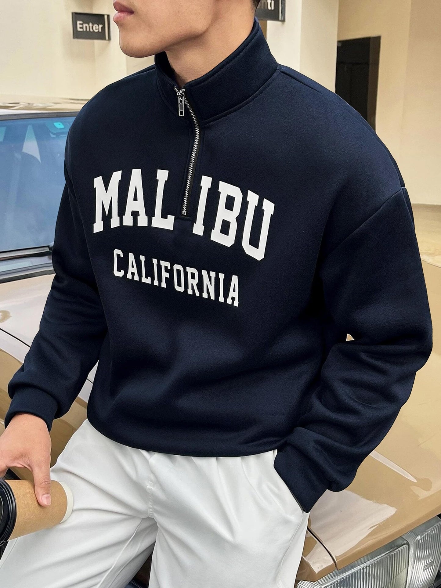 Noble Monk MenS Relax Fit Sweatshirts | Drop Shoulder High Neck Zipper | Long Sleeve Sweatshirts For Men