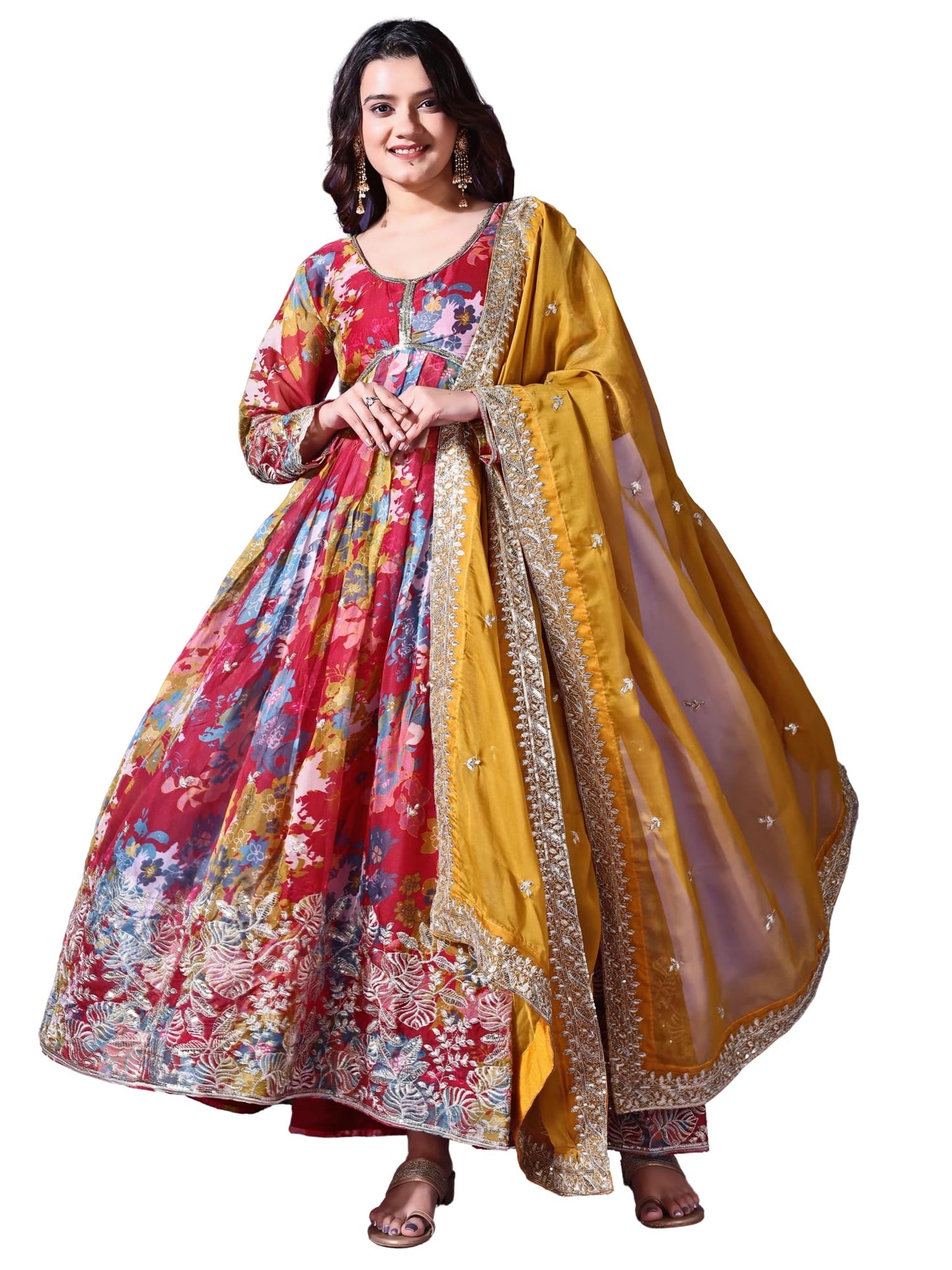 Fashion Basket Russian Silk Printed Dress For Women Pink