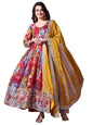 Fashion Basket Russian Silk Printed Dress For Women Pink