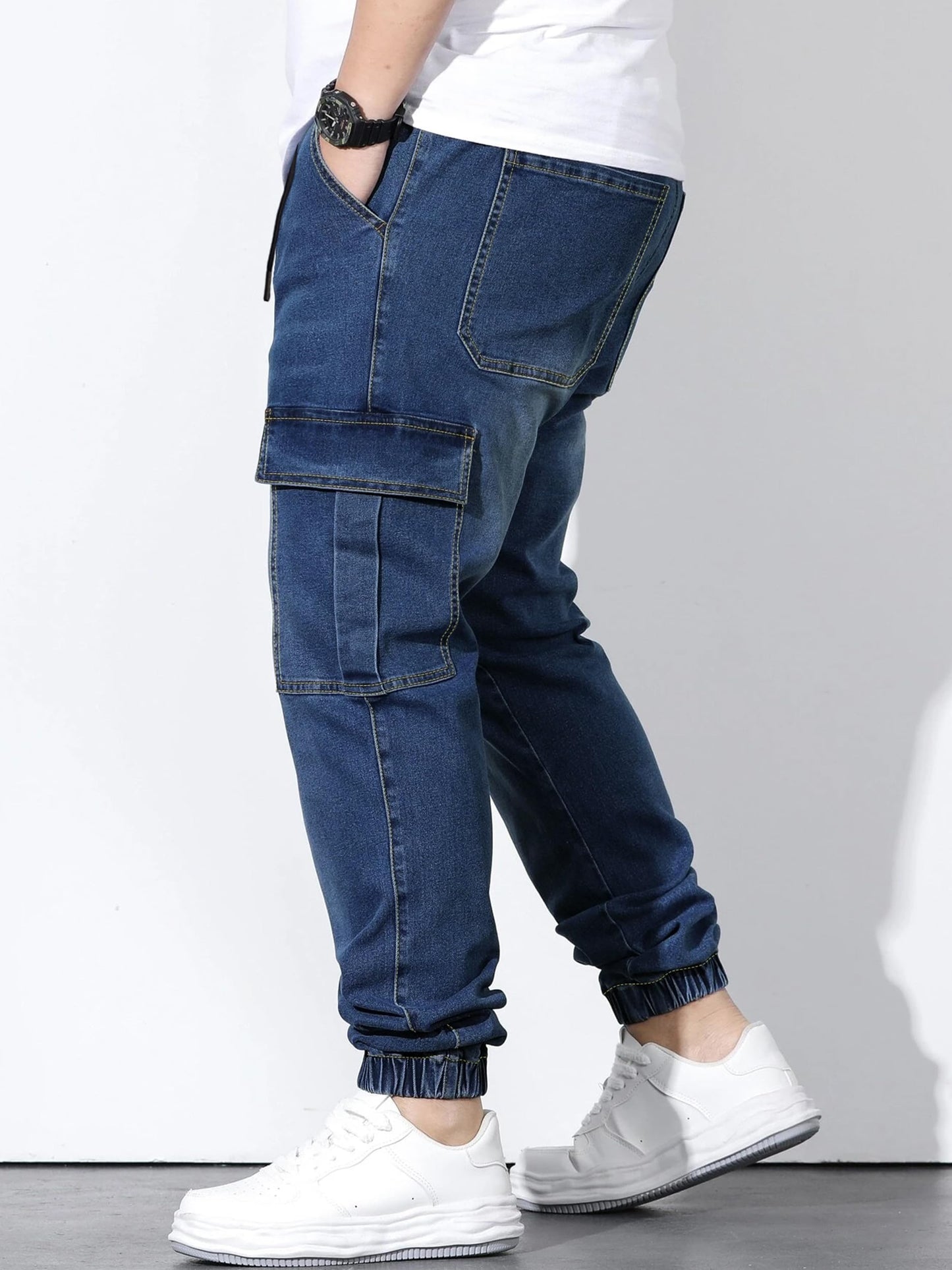 Noble Monk MenS Baggy Fit Jeans | Cargo Pocket | Denim Jeans | Streachable Jean For Men Indigo