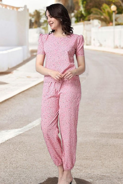 POPWINGS Casual Printed Top and Joggers Co-Ord Set for Women || Stylish Summer Co-Ords Set for Women || Round-Neck Top and Jogge