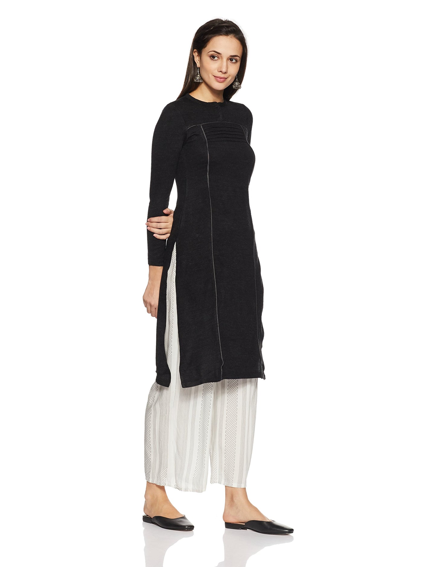 Aurelia Women's Synthetic Straight Winter Kurta