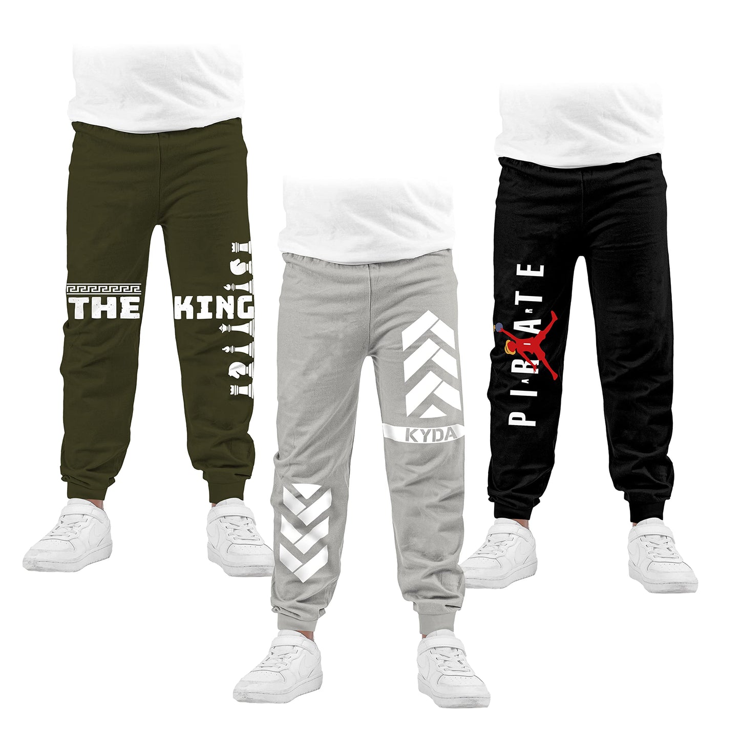 Kyda Kids Boys Cotton Printed Track Pants (Pack Of 3)