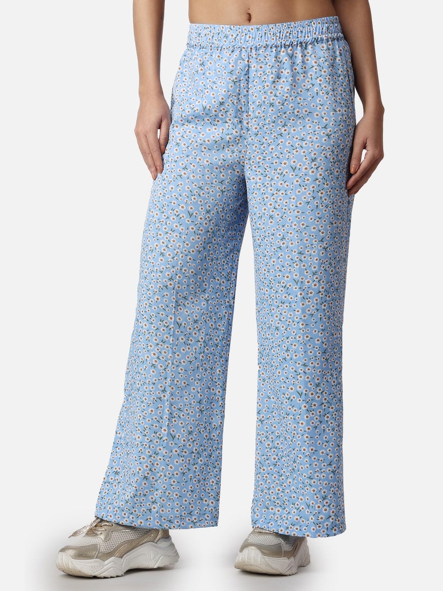 POPWINGS Casual Printed Trouser for Women || Loose Fit Trouser for Women || Latest Stylish Pull-On Trouser for Women || Casual S
