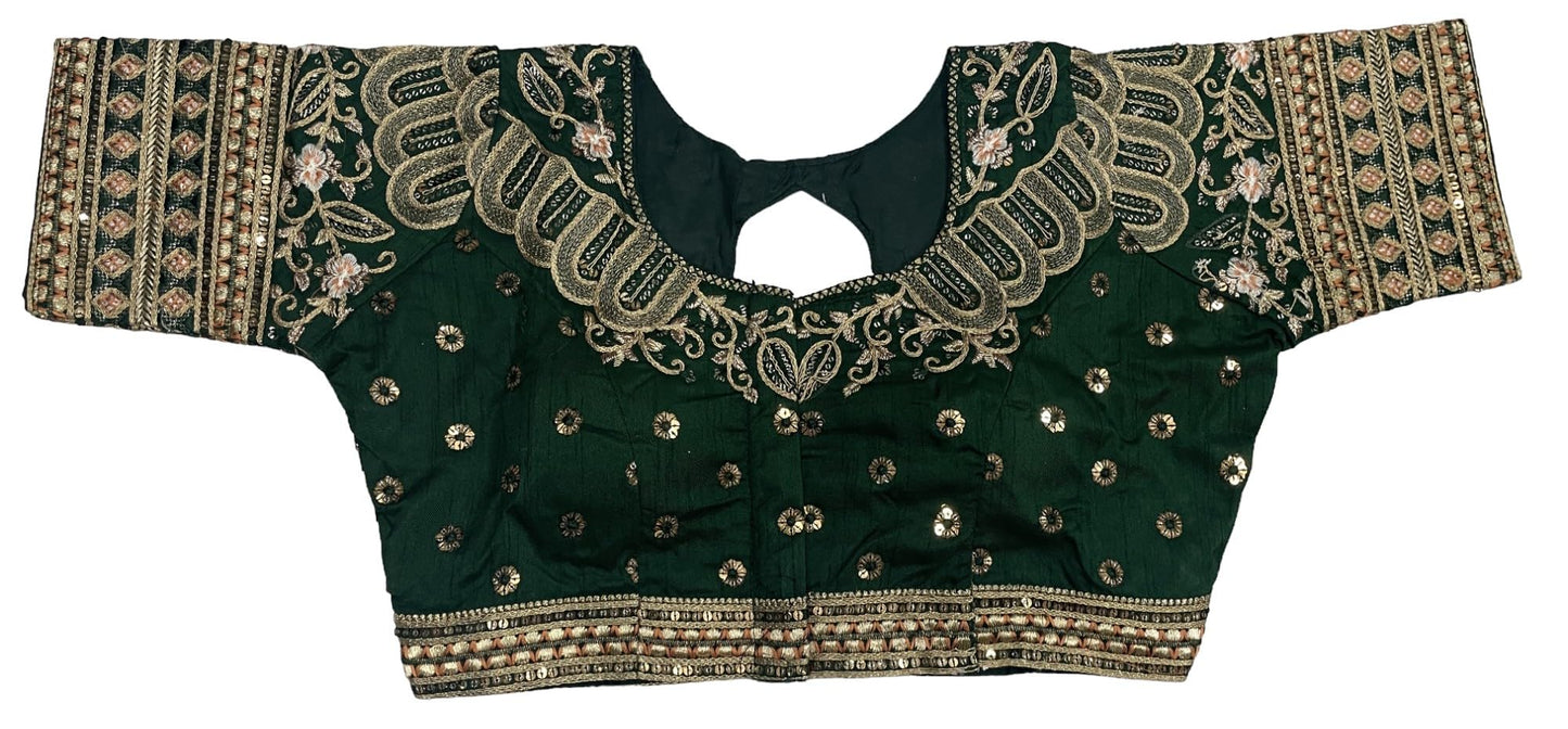 Pujia Mills WomenS Readymade Blouse Embroidery Multi Heavy Coding Gold Thread Indian Ethnic Designer Stitched Bridal Saree Blou