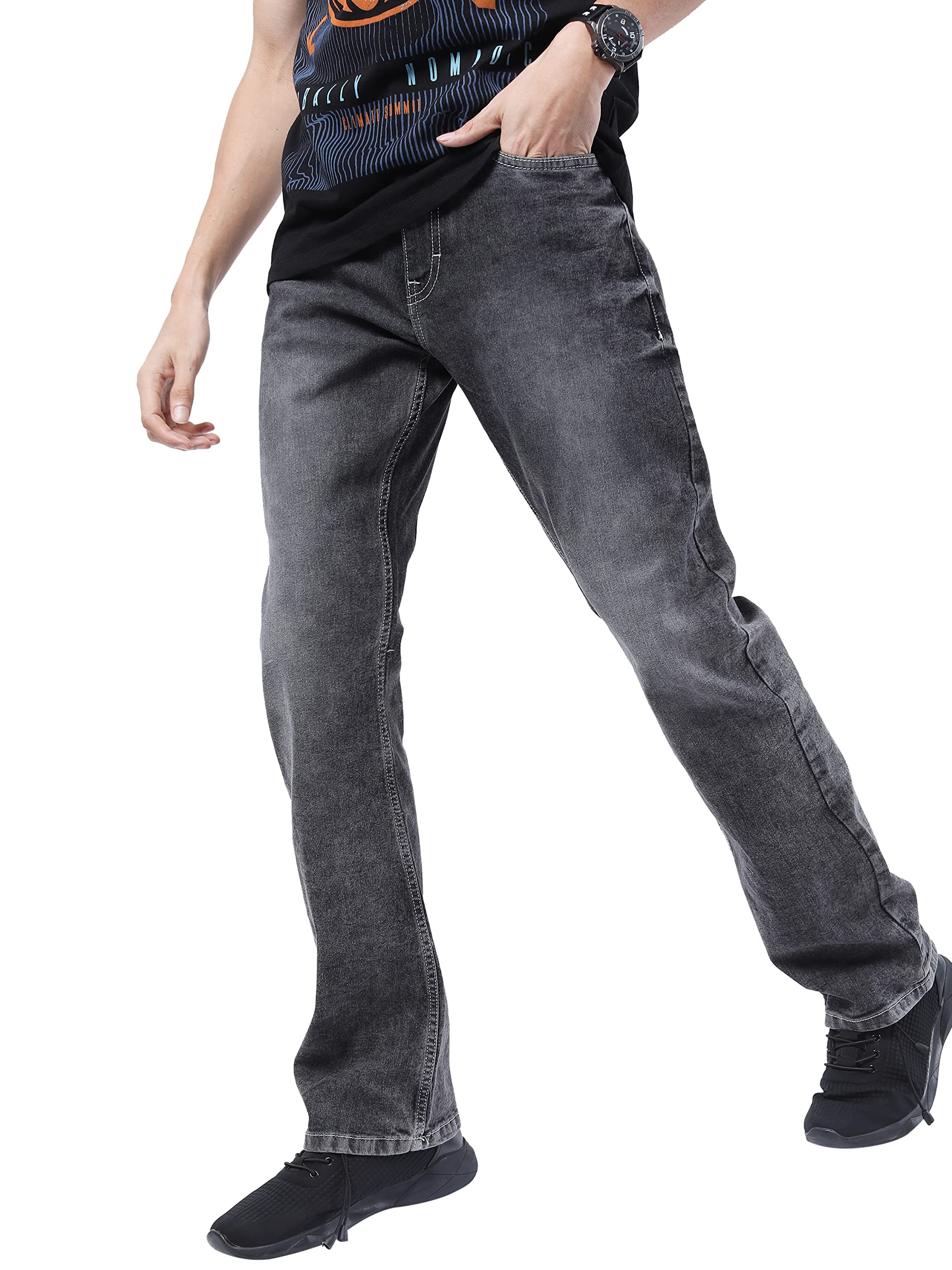 Ketch Mens Boot Cut Grey Jeans