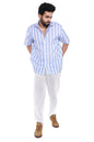 Brown Culture MenS Cotton Blend Striped Print Shirt With Spread Collared Half Sleeves Standard Length And Button Down Closure T