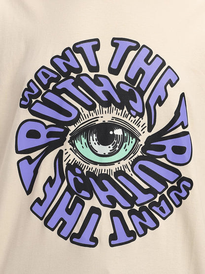 Juneberry Oversized Loose Baggy Fit Drop Shooulder Half Sleeves Pure Cotton Want The Truth White Swan Graphic Printed Cool Boyfr