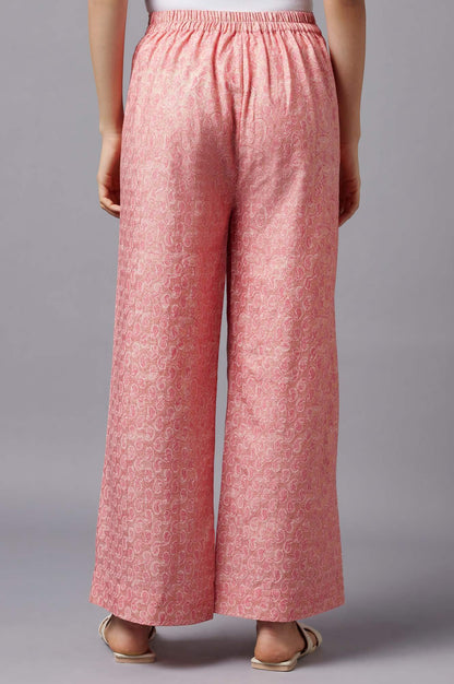 Aurelia Peach Paisley Printed Palazzo Ethnic Bottomwear