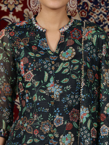 Aurelia WomenS Floral Printed Flared Kurta Set With Palazzos And Dupatta For Women