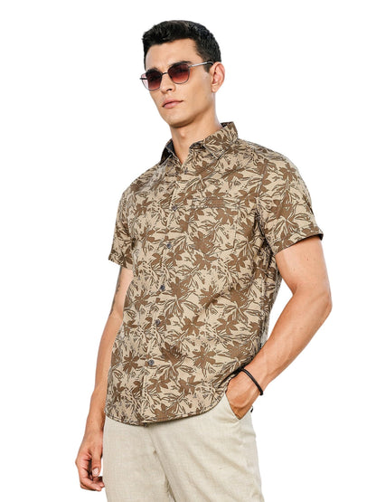 Thomas Scott Mens | All Over Printed | Spread Collar | 100% Cotton | Short Sleeve | Shirts for Men (Available in Plus Size) Oli