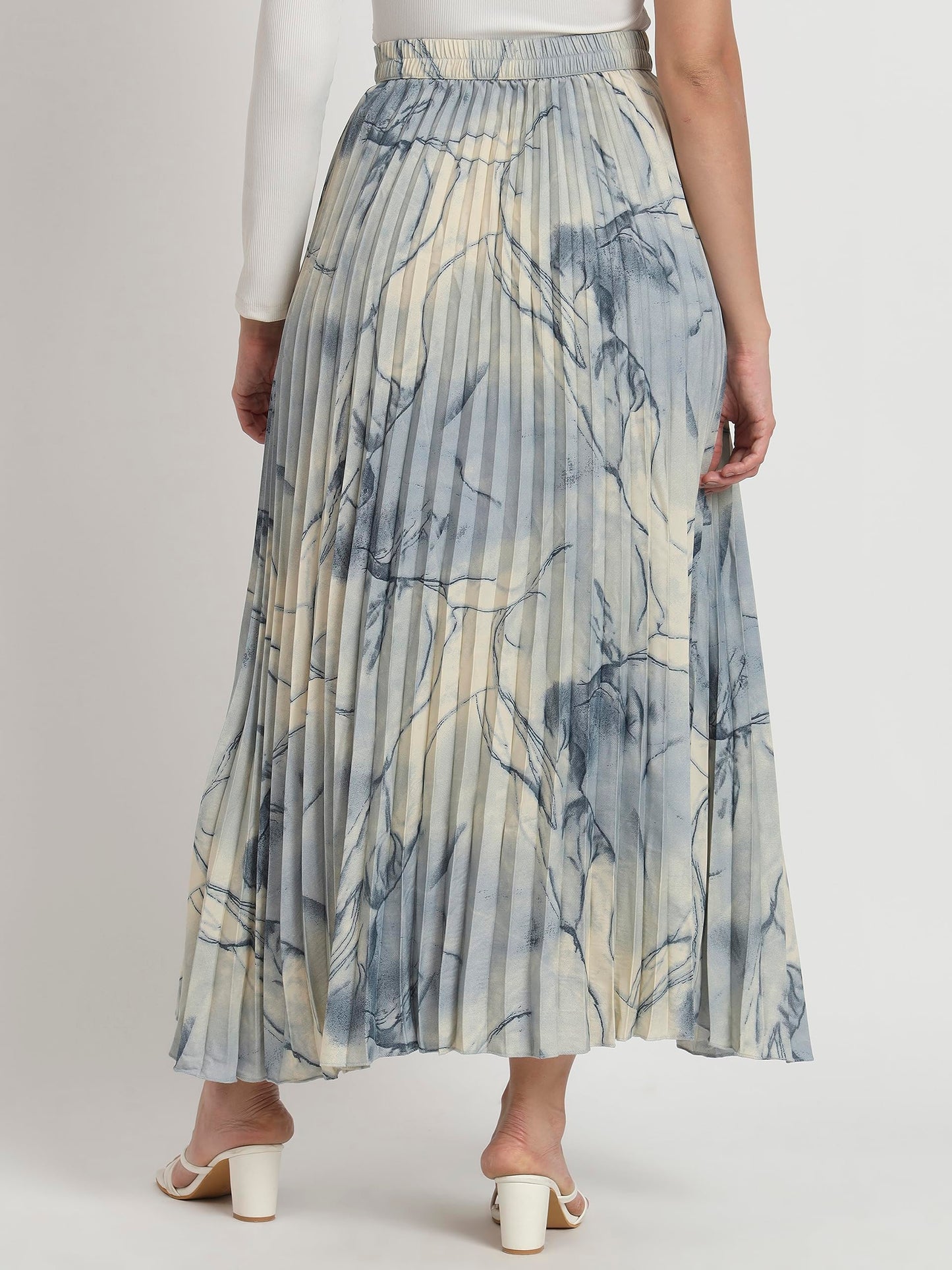 Kzully Crepe WomenS Maxi Skirts Grey-Blue