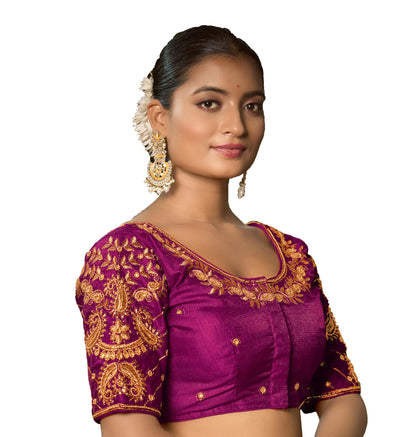Pujia Mills WomenS Readymade Blouse Embroidery Multi Coding Maggam Work Sequence Work Indian Ethnic Designer Stitched Readymade