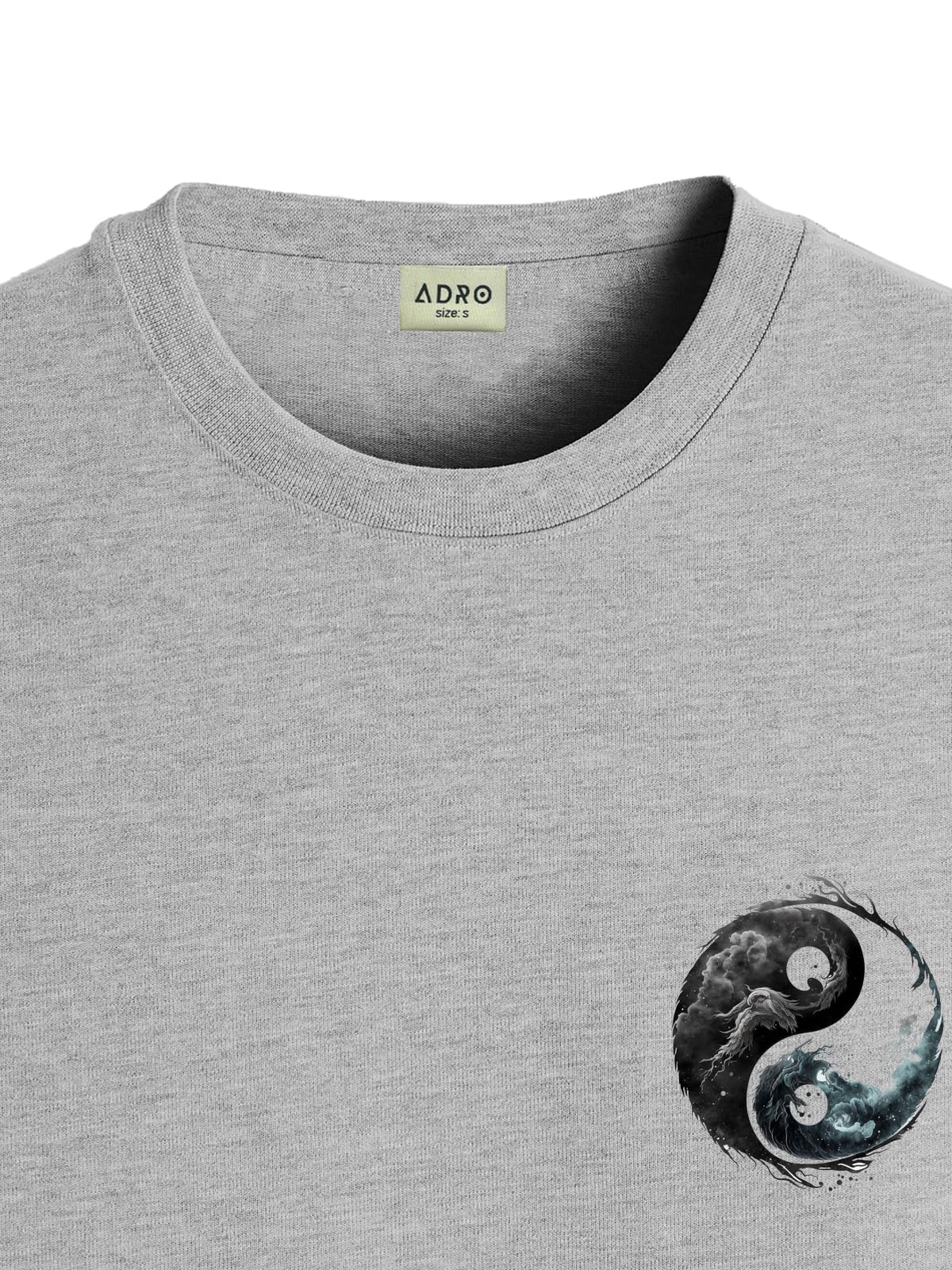 ADRO T-Shirts for MenChest Printed T-Shirt for MenCotton Tshirt for Men|RN24-STICK-YONG-GR-M Grey