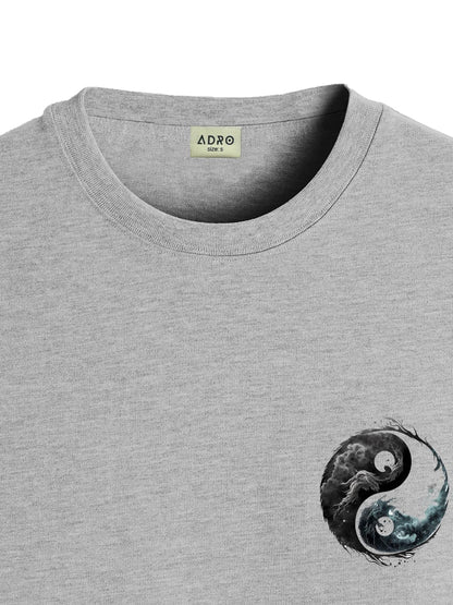ADRO T-Shirts for MenChest Printed T-Shirt for MenCotton Tshirt for Men|RN24-STICK-YONG-GR-M Grey