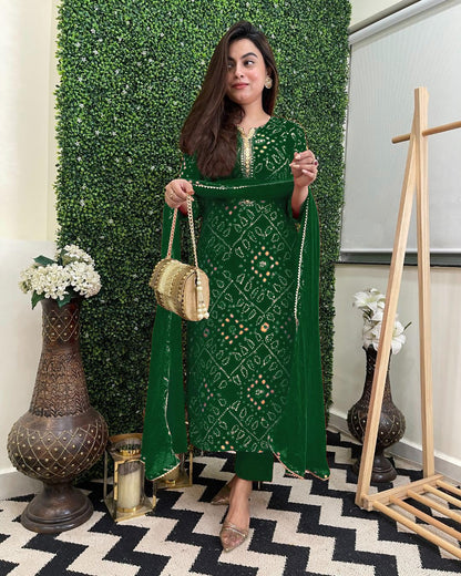 GoSriKi Printed Viscose Rayon Kurta Set for Women - Medium, Green, Model TURAE-RED-GS