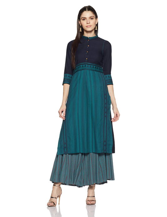 W for Woman Women's Cotton Straight Fit Solid Straight Kurta
