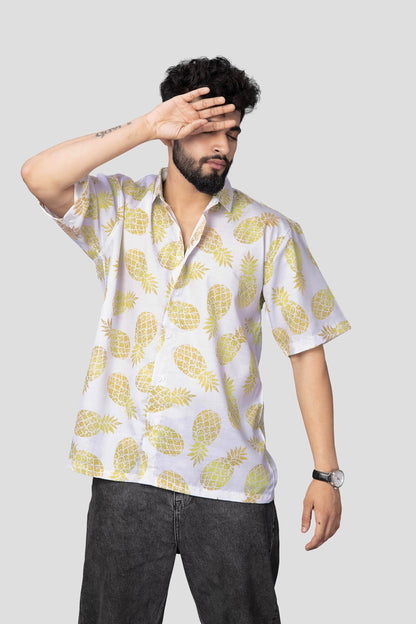 Brown Culture MenS Cotton Blend Abstract Print Shirt With Spread Collared Half Sleeves Standard Length And Button Down Closure