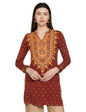 Aurelia Women Cinnabar Acrylic Floral Printed Straight Kurti
