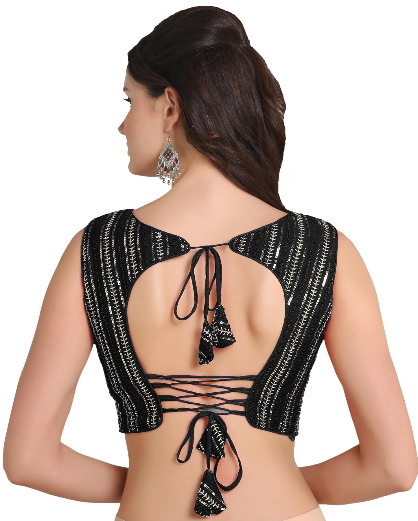 Pujia Mills WomenS Indian Ethnic Wear Sabyasachi Sequence With Dhaga Embroidered Zari Work Sweetheart Neck Blouse Sleeveless Re