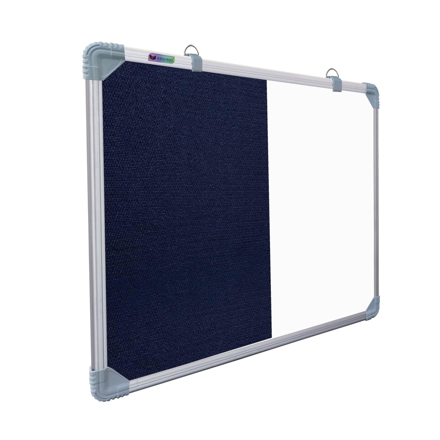 Eduway Combination Board 2X2 Feet (Non-Magnetic White Board With Blue Pin-Up Notice Board) With Push Pins For Home, Office & Sch
