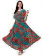 Trillmixa WomenS Georgette Floral Maxi-Length Dress(T_Flower) Light Blue
