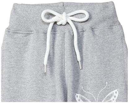 T2F Girls Regular Fit Printed Cotton Joggers Track Pants Grey