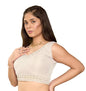 Pujia Mills Womens Sequin Embroidered V Neck Sleeveless Readymade Saree Blouse Indian Ethnic Designer Stitched Readymade Sequen
