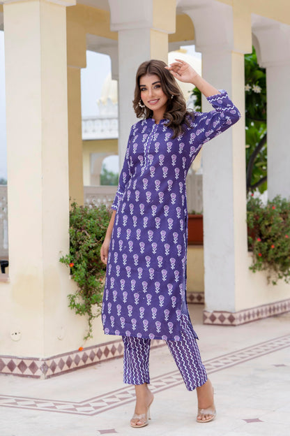 Yashika Regular Printed Cotton Blend Straight Kurta Pant Set-Elegant Ethnic Wear Ensemble Modern Women, Perfect for Any Occasion