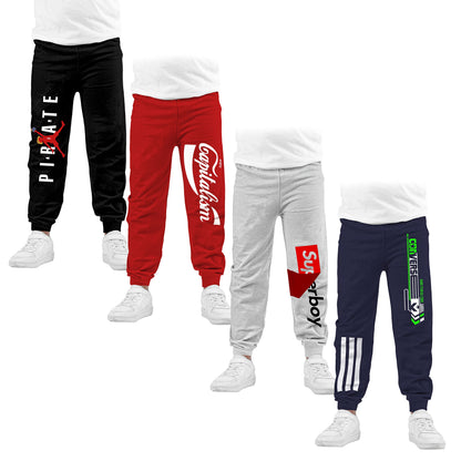 KYDA KIDS Boys Cotton Printed Track Pants - (Pack of 4)