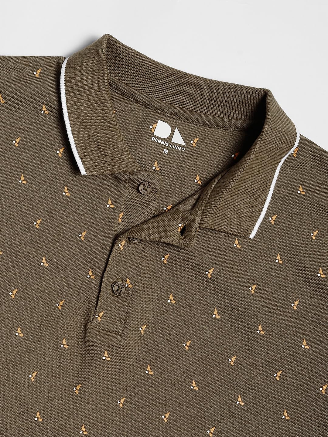 Dennis Lingo MenS Cotton Olive Micro Print Polo T-Shirt