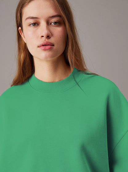 Kotty WomenS Fleece Sweatshirt Solid Pattern With Classic Round Neck(Green,Xl)