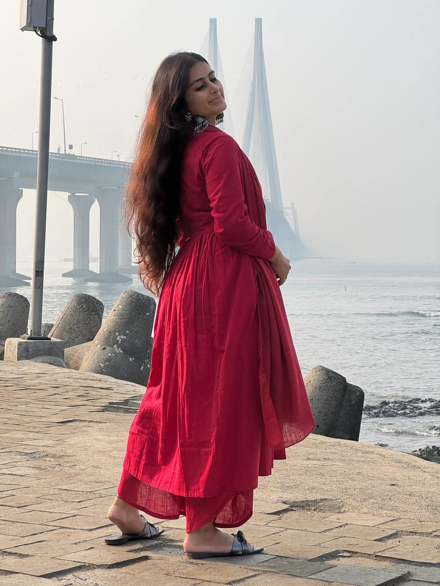 ANNI DESIGNER Women's Rayon Viscose A-Line Solid Kurta with Palazzo & Dupatta