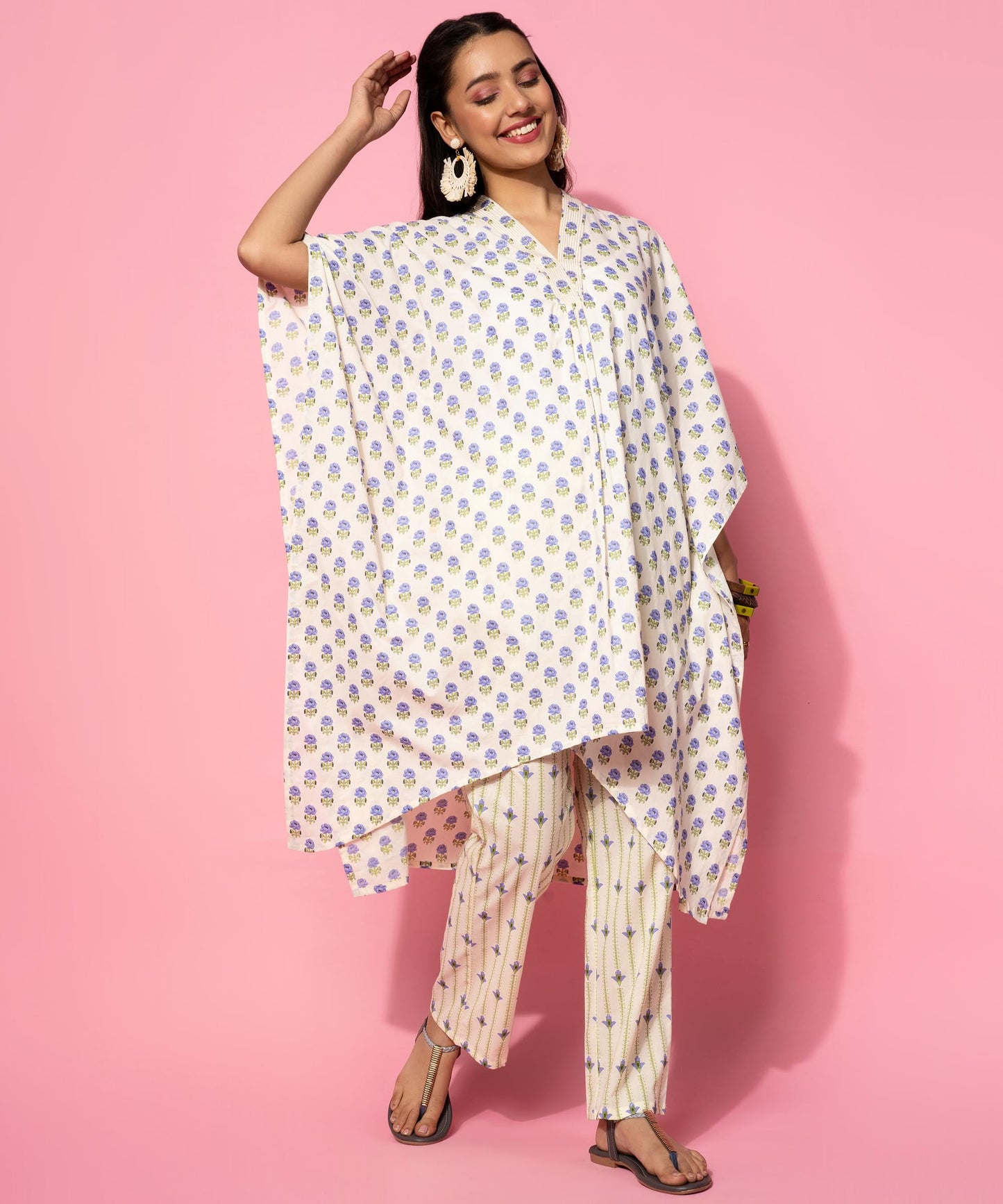 Libas WomenS Cotton Printed Co-Ords (35521_Cream