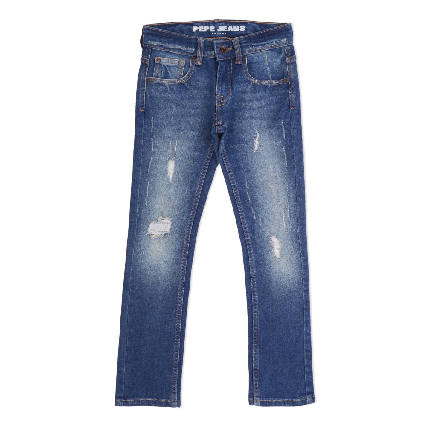 Pepe Jeans Boys Mid Rise Slim Fit Jeans, Blue, 14 Years-15 Years