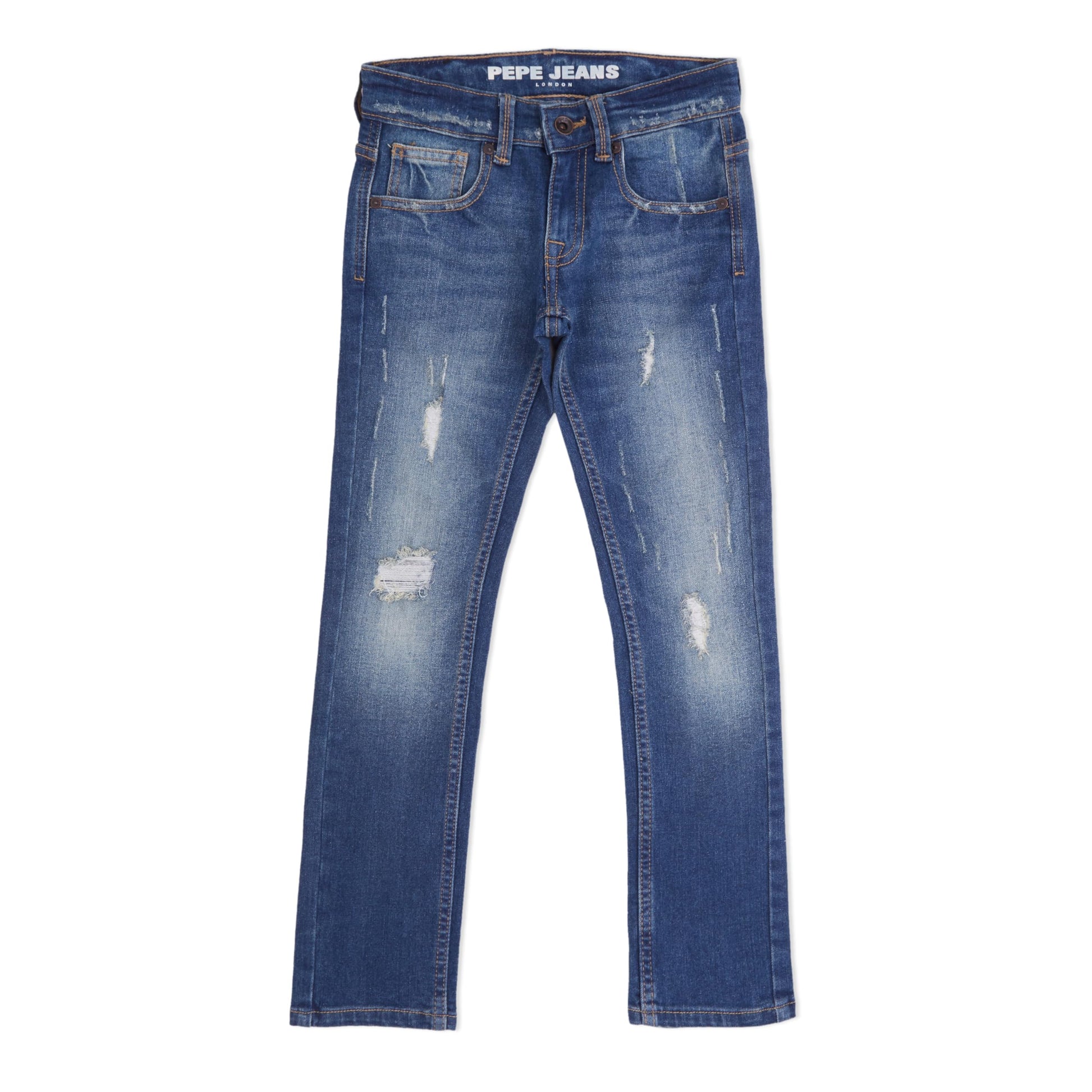 Pepe Jeans Boys Mid Rise Slim Fit Jeans, Blue, 14 Years-15 Years