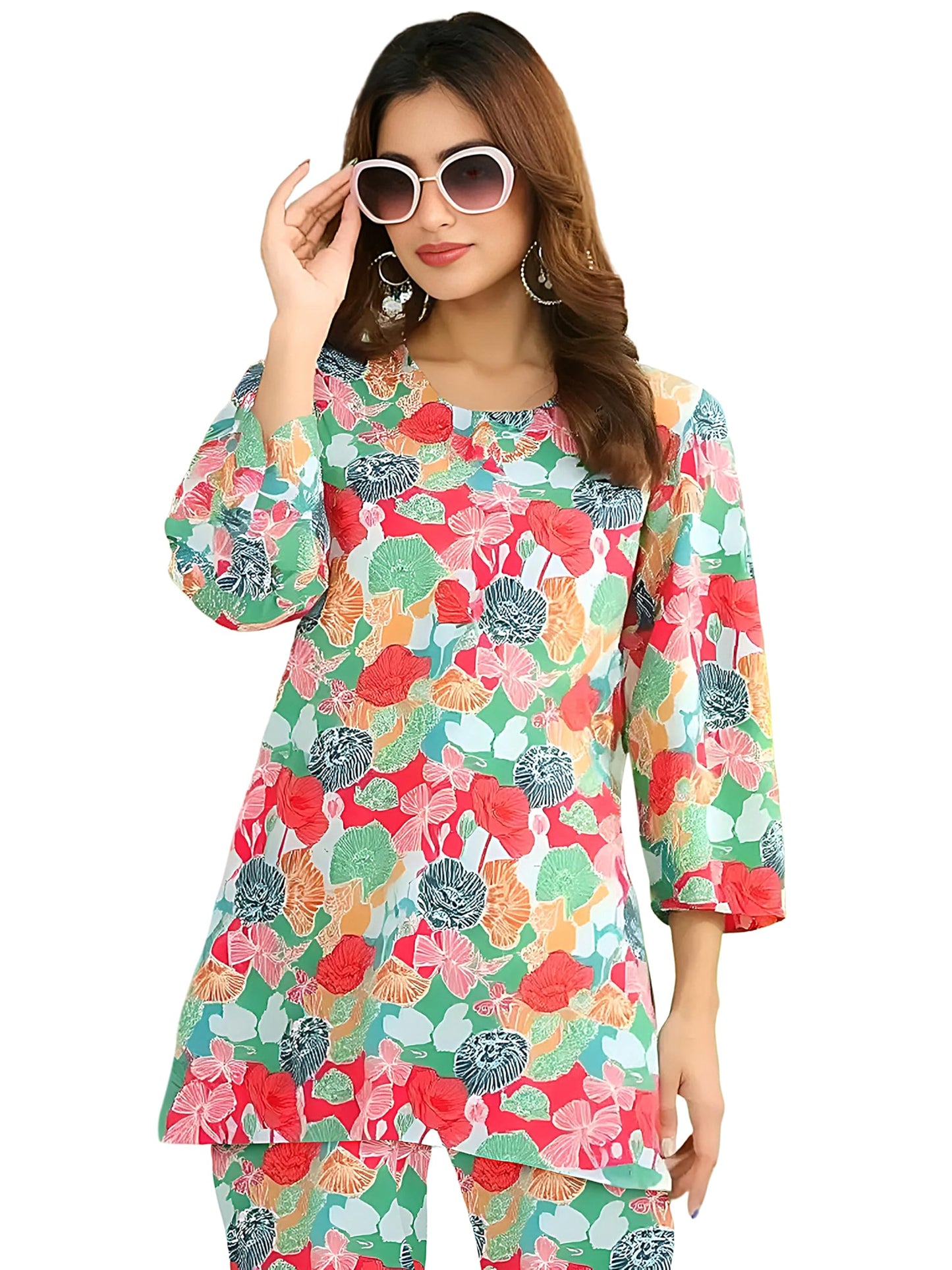 Pinkmint Women'S Pure Cotton Co Ord Set L Printed Stylish Top & Bottom Set L Daily & Casual Wear L Summer Suit (Pack Of 1) Multi