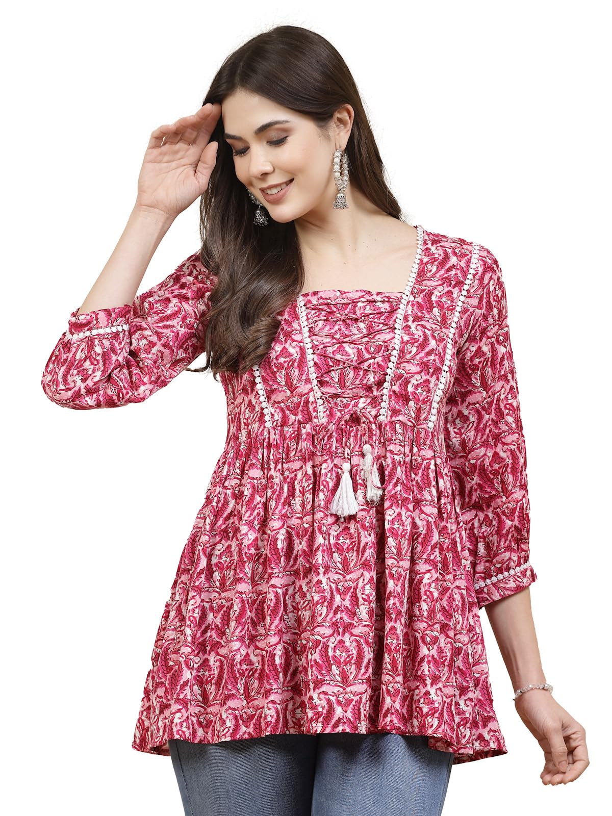 Stylum Womens Floral Printed Rayon Peplum Top